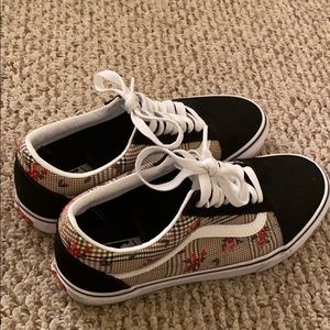 blue vans with checkered trim